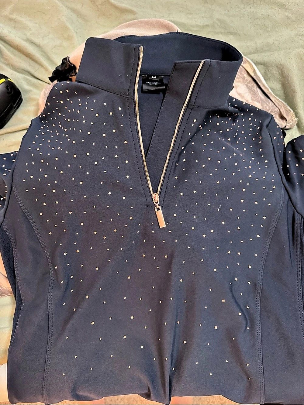 HorseGloss Kylie Base Layer Long Sleeve Navy Rose Gold Crystal Blue Medium